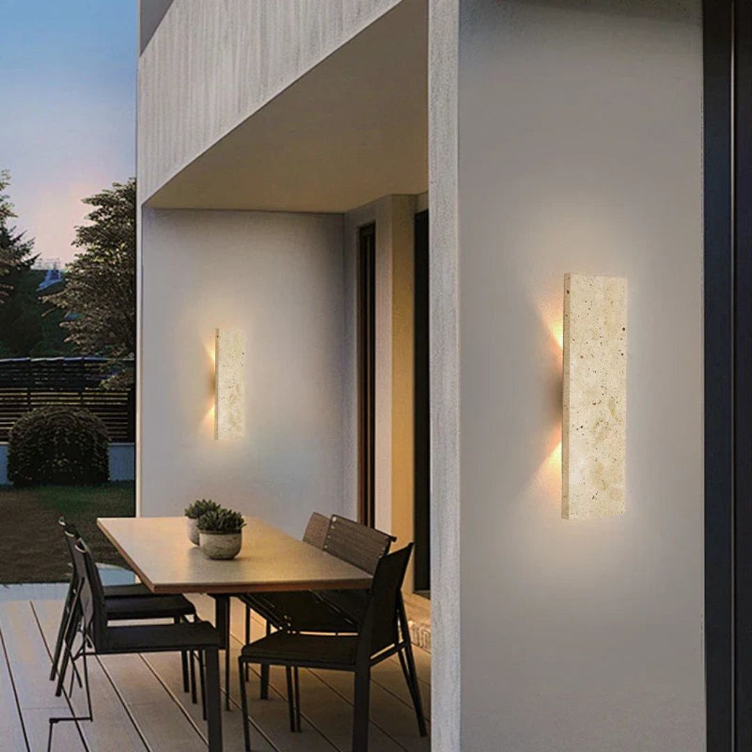 Außenwandleuchte aus Naturstein – IP65 Wasserdicht, LED Wandleuchte Außen, Dimmbar