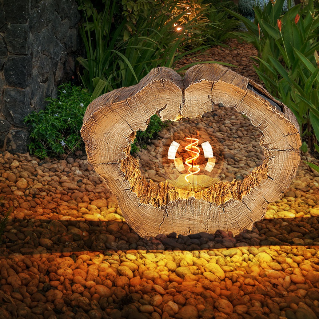 Solar-LED-Baumscheibenleuchte, Holzoptik, 30,5 cm Warmweiß