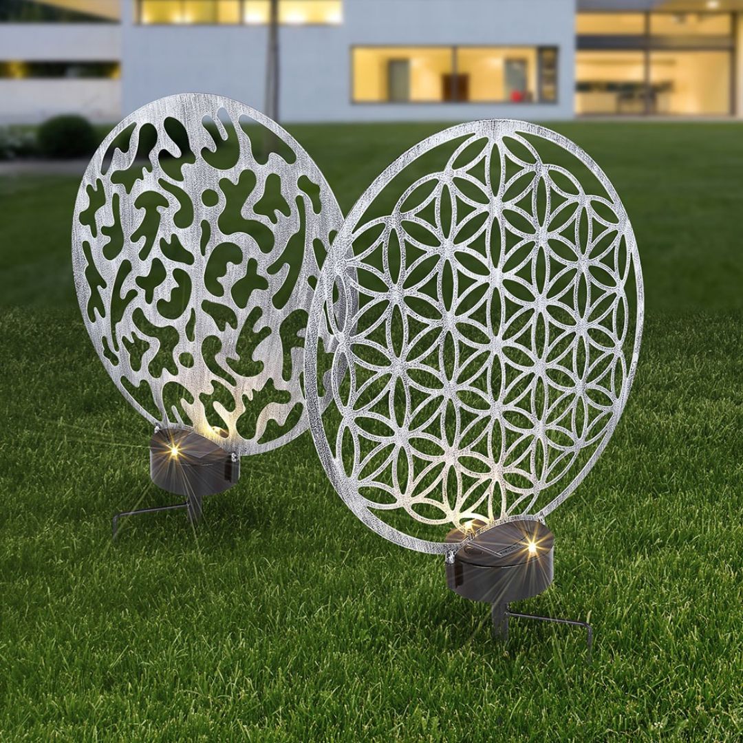 LED Solarleuchte Antiksilber mit Erdspieß für Außenbeleuchtung