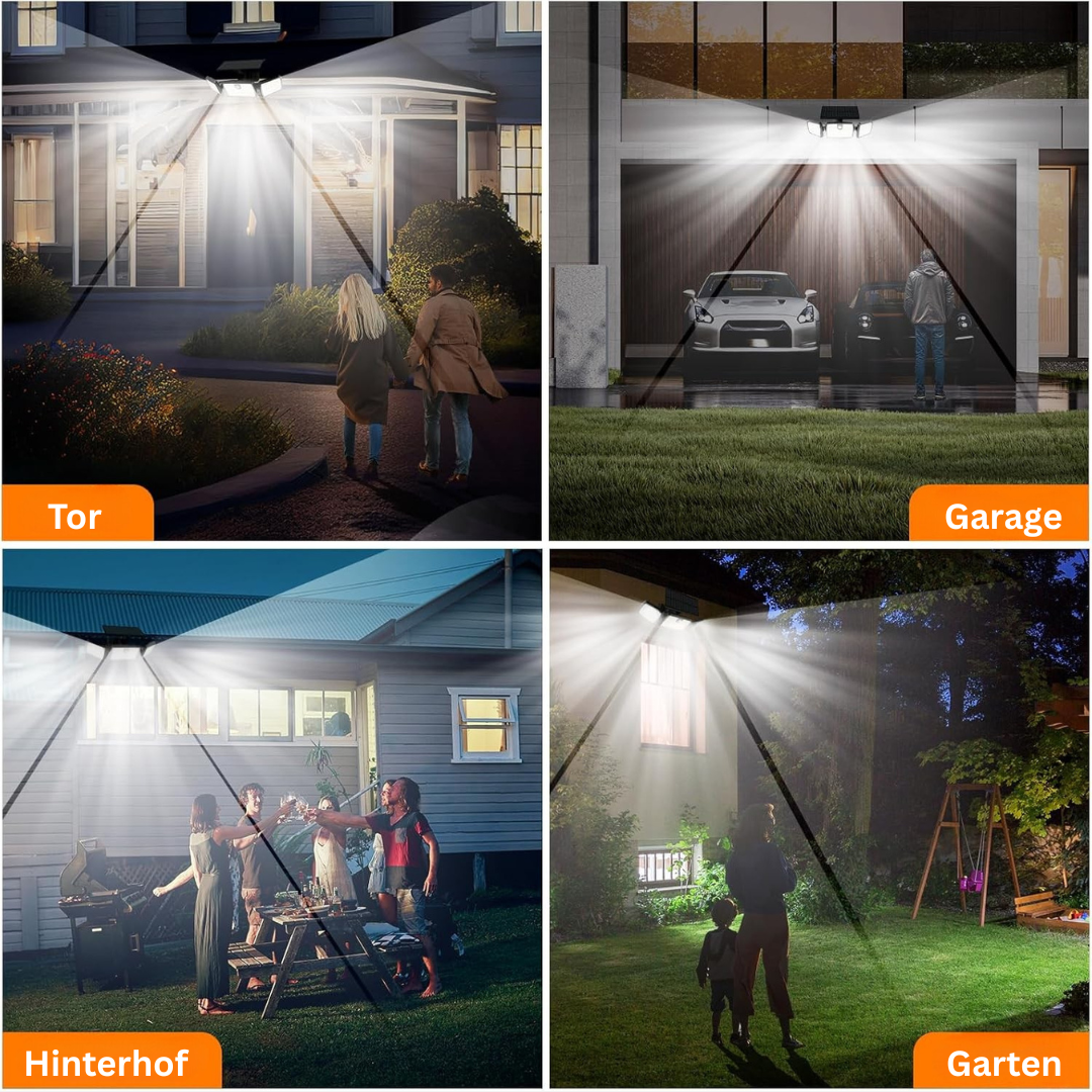 Solar-Deckleuchten außen, 232 LEDs, Bewegungsmelder & Fernbedienung