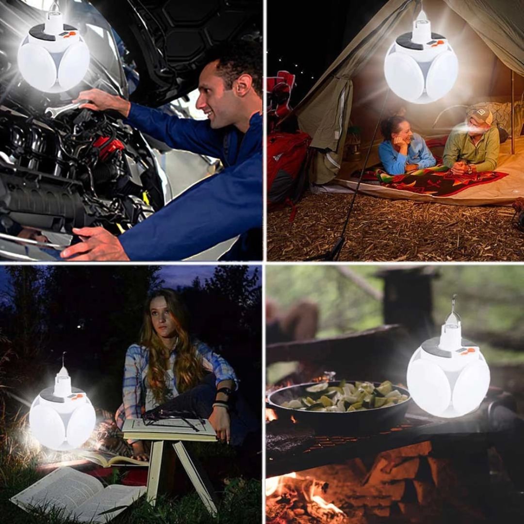 LED Campinglampe Faltbar – Solar, USB, Wasserdicht