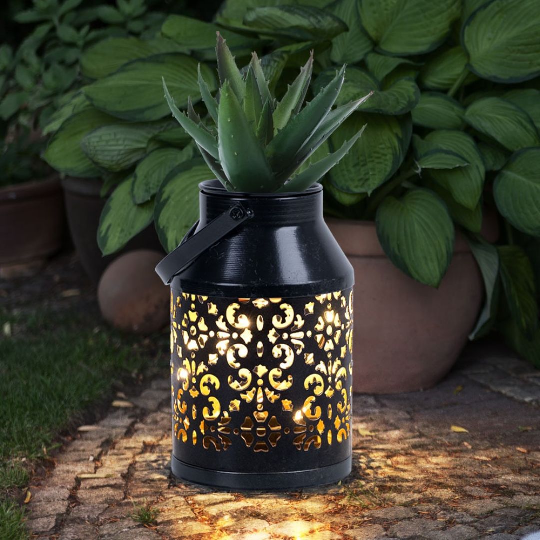 LED Solar Gartenlaterne Schwarzes Pflanzlicht mit Sensor