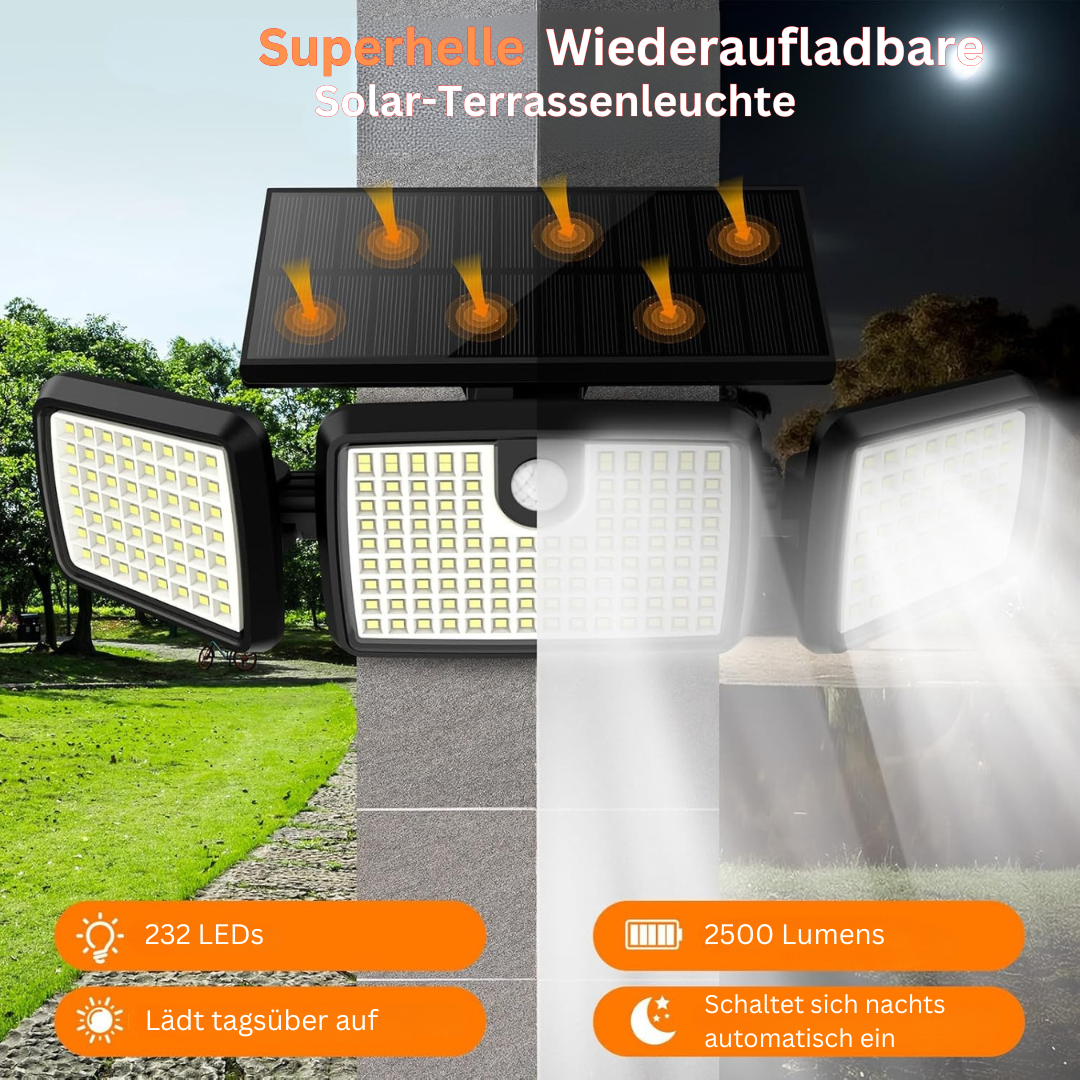 Solar-Deckleuchten außen, 232 LEDs, Bewegungsmelder & Fernbedienung