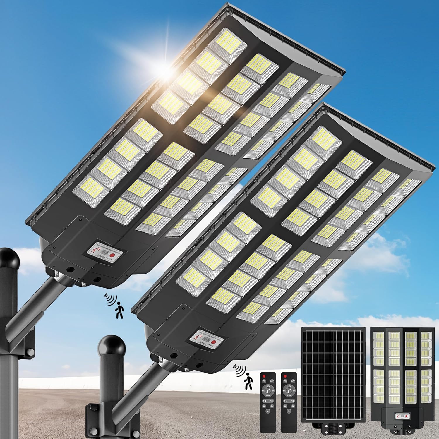 Solar-Straßenlampe mit Bewegungssensor – Wasserdichte LED-Außenleuchte