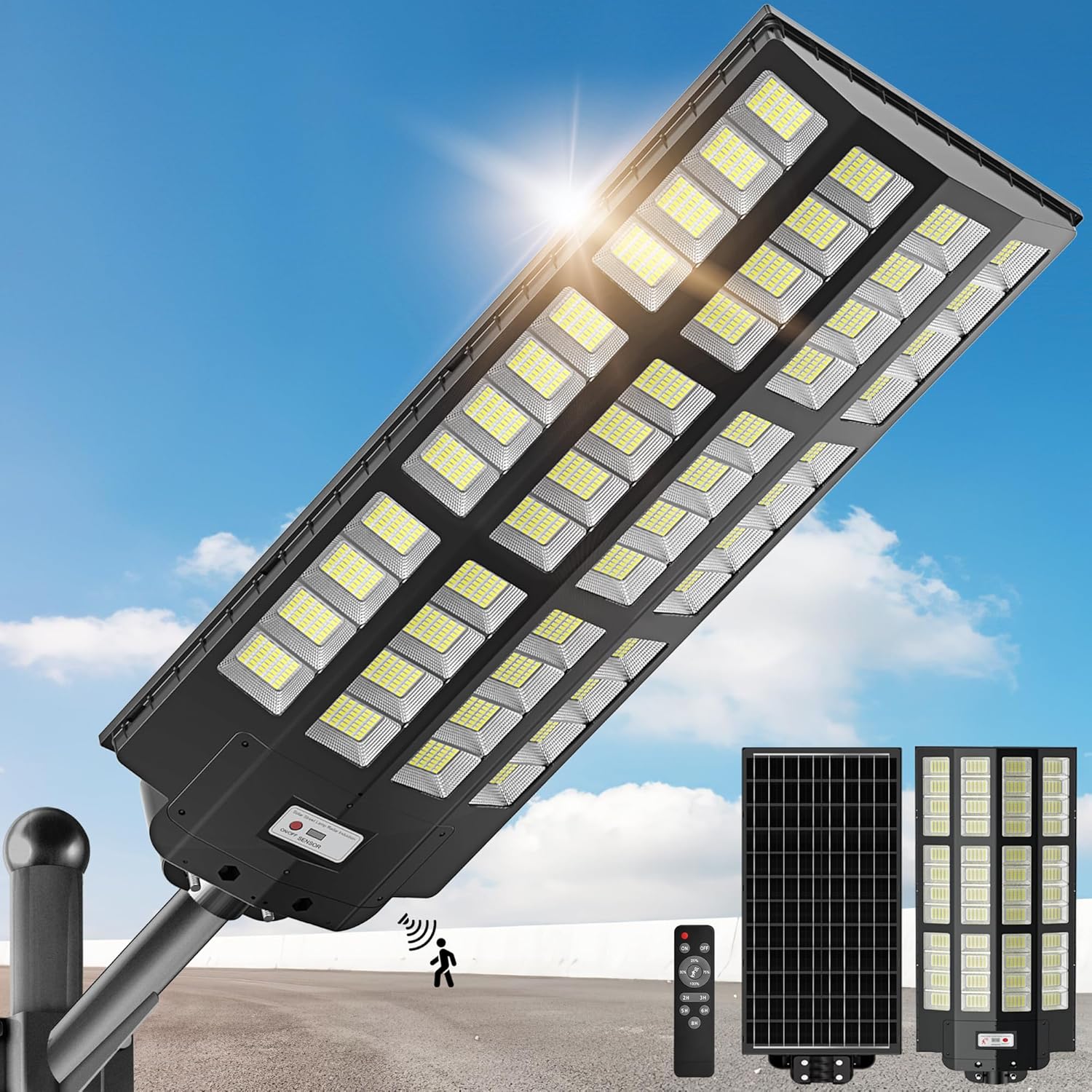 Solar-Straßenlampe mit Bewegungssensor – Wasserdichte LED-Außenleuchte