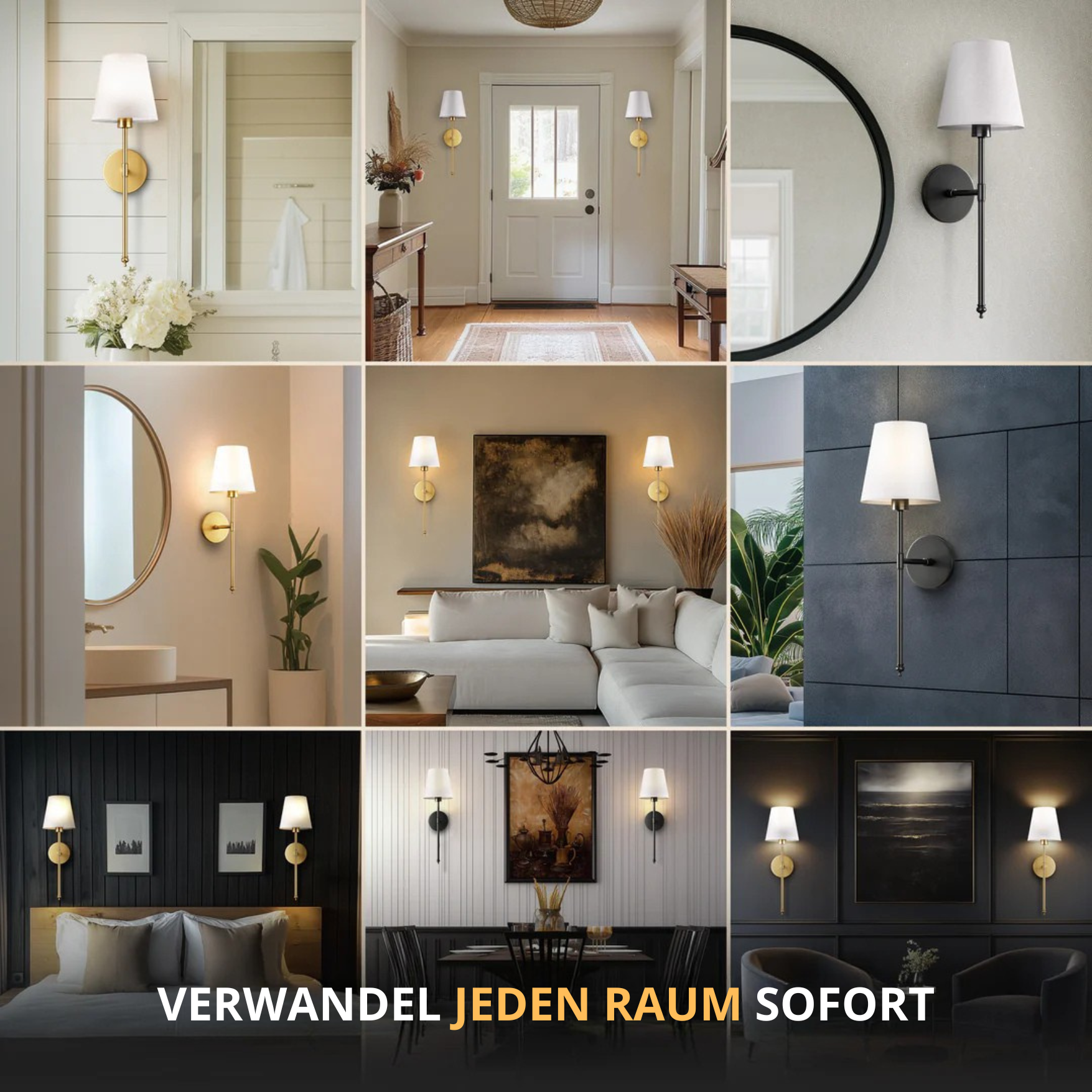 Kabellose LED Wandleuchten – Modern, Dimmbar für Wohnzimmer & Flur