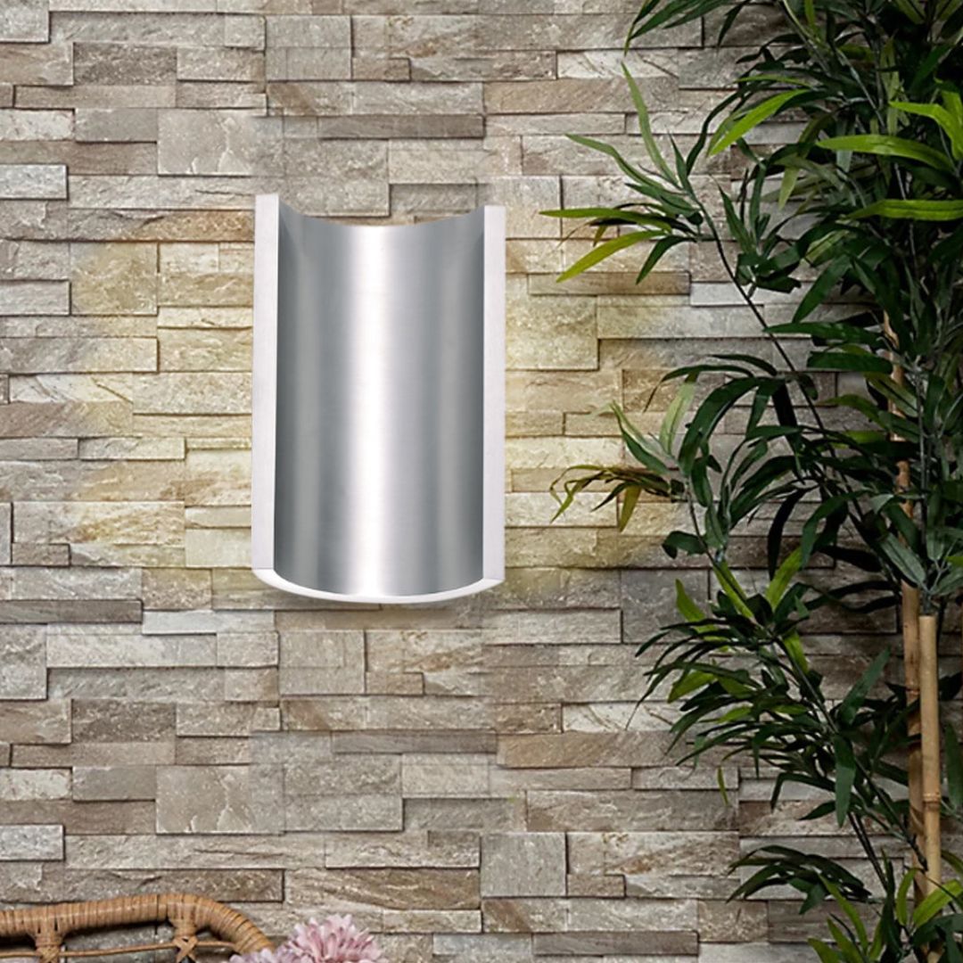 LED Außenwandleuchte Satin-Aluminium 5 Zoll 2-flammig Dimmbar