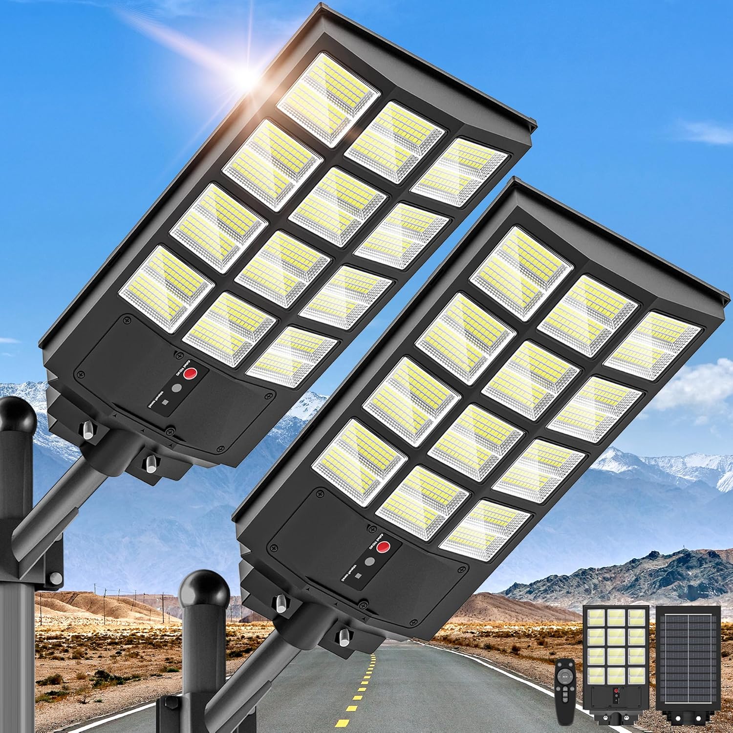 Solar-Straßenlampe mit Bewegungssensor – Wasserdichte LED-Außenleuchte