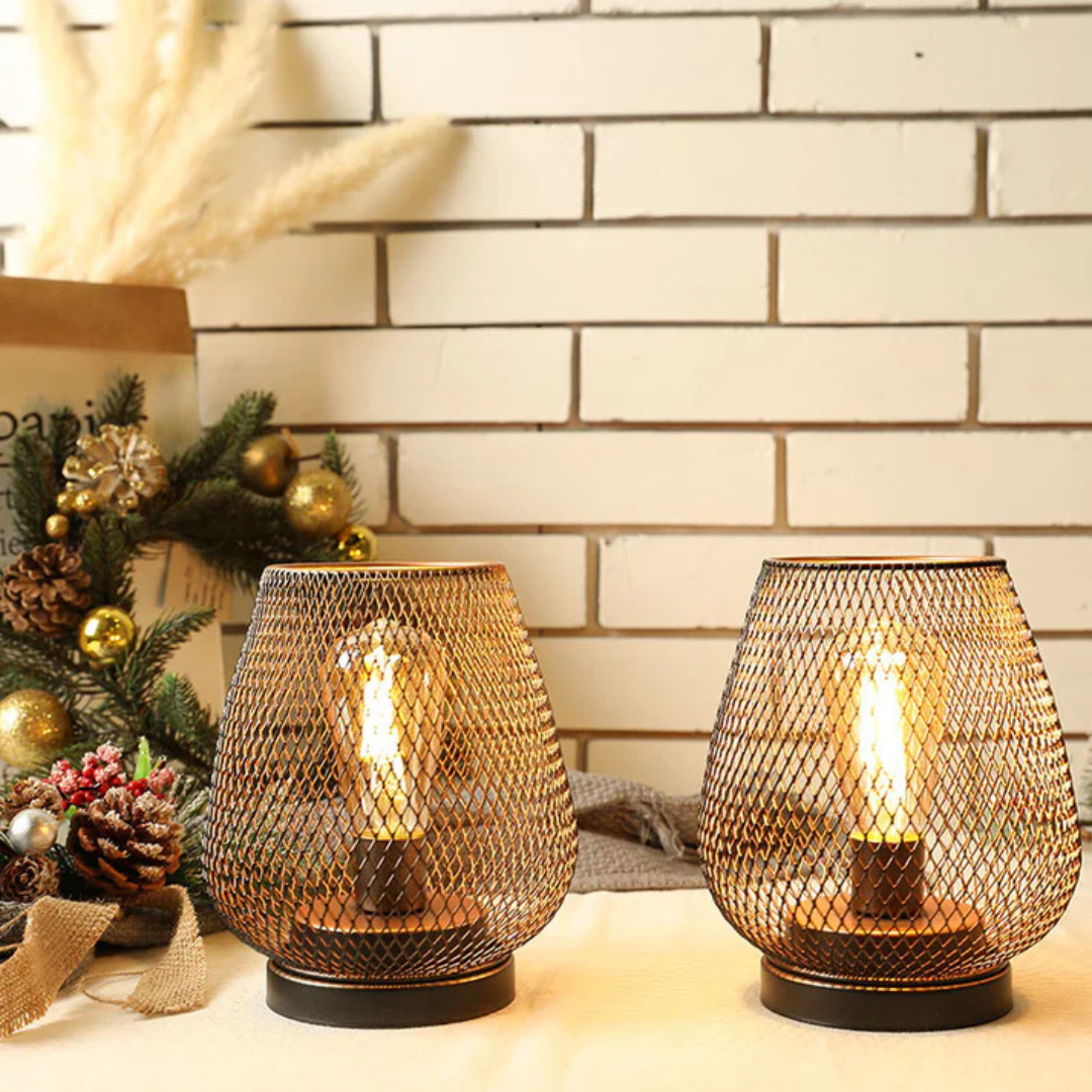 Drahtlose LED-Laterne im Vintage-Design – Matt Schwarz, Ideal als Windlichter