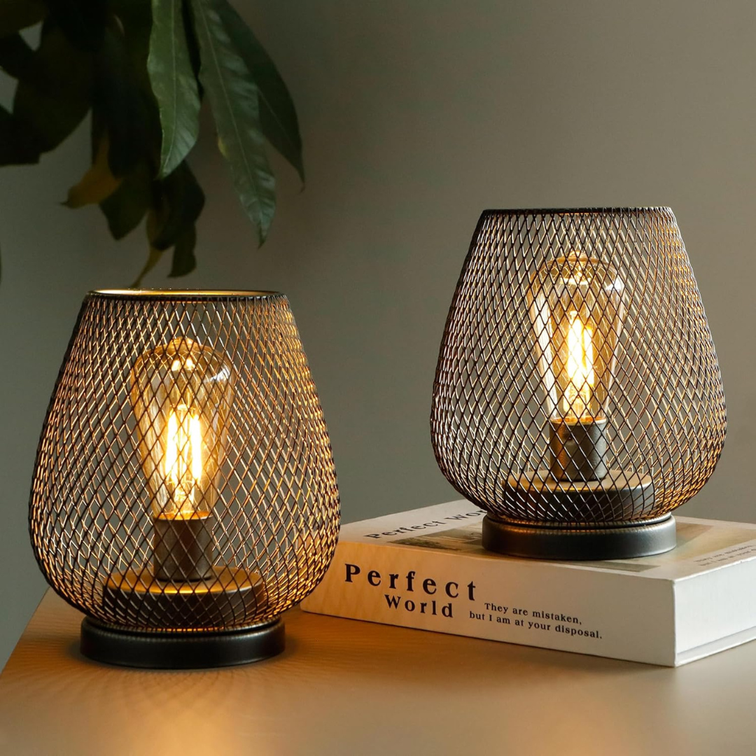 Drahtlose LED-Laterne im Vintage-Design – Matt Schwarz, Ideal als Windlichter