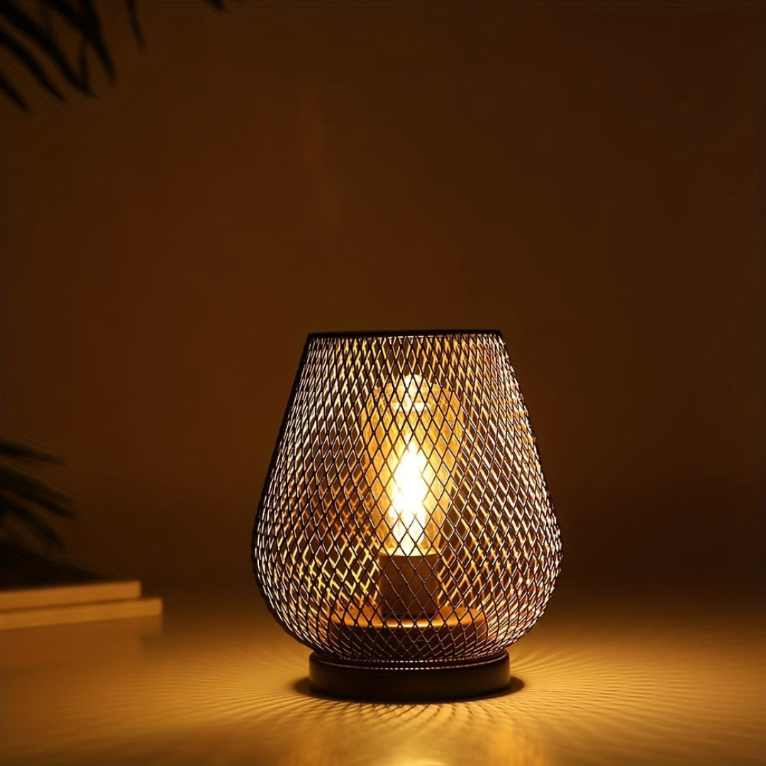 Drahtlose LED-Laterne im Vintage-Design – Matt Schwarz, Ideal als Windlichter
