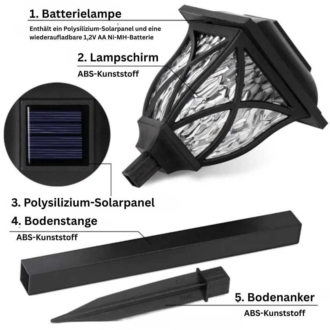 Solar Gartenleuchten LED Außen – Warmweiß, Wasserdicht, Auto Ein/Aus, 4er-Set