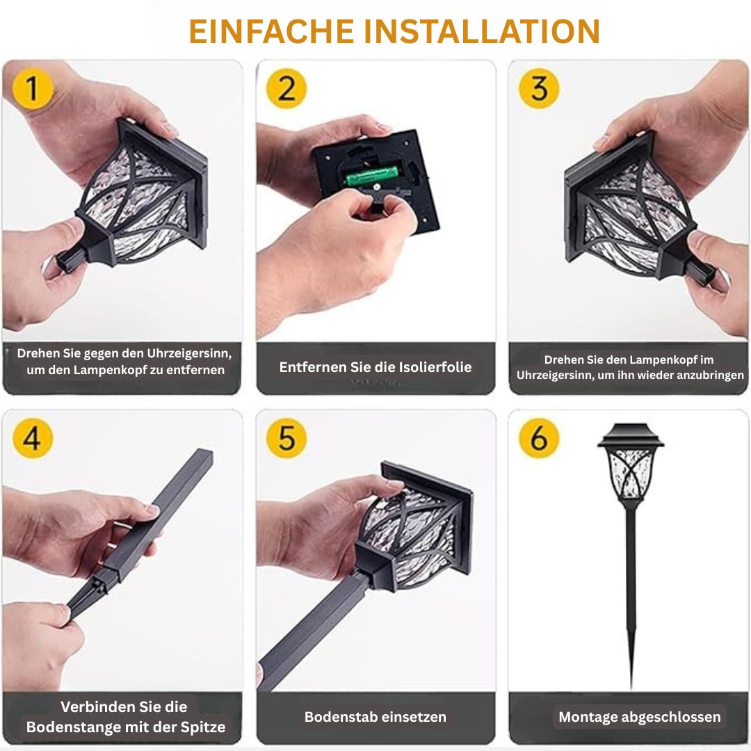 Solar Gartenleuchten LED Außen – Warmweiß, Wasserdicht, Auto Ein/Aus, 4er-Set