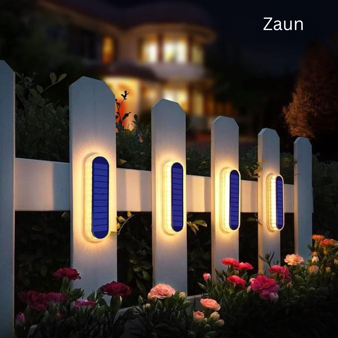 Solarzaunlichter Outdoor – 4er Set Wasserdicht mit Warmweißem Licht IP68