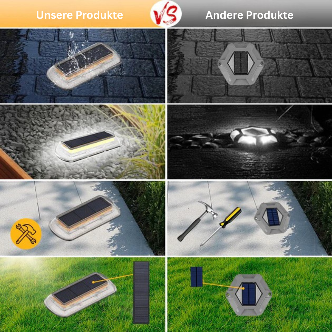 Solarzaunlichter Outdoor – 4er Set Wasserdicht mit Warmweißem Licht IP68