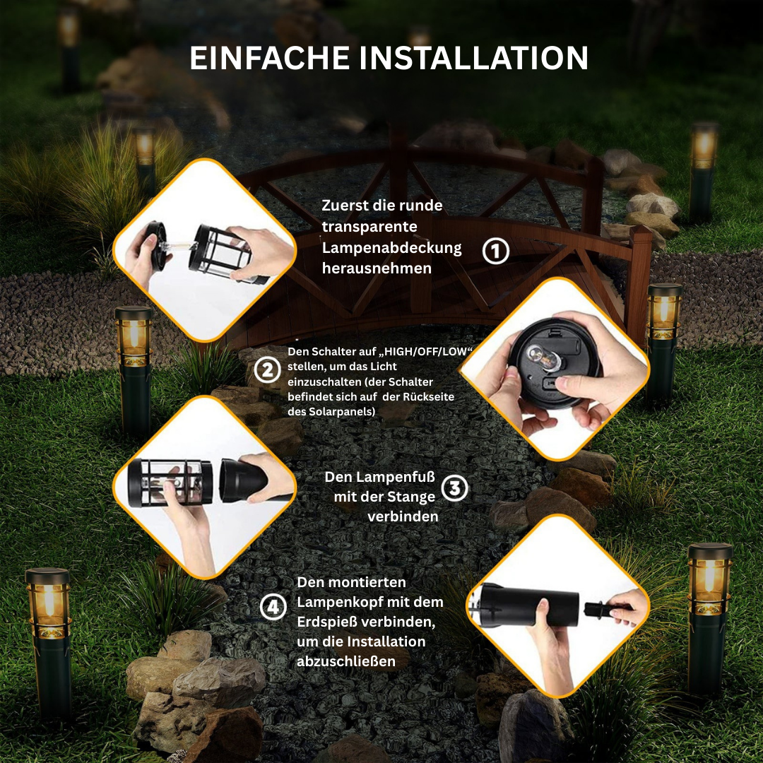 Solar Gartenlichter – 14h Leuchtdauer, IP65, Außen