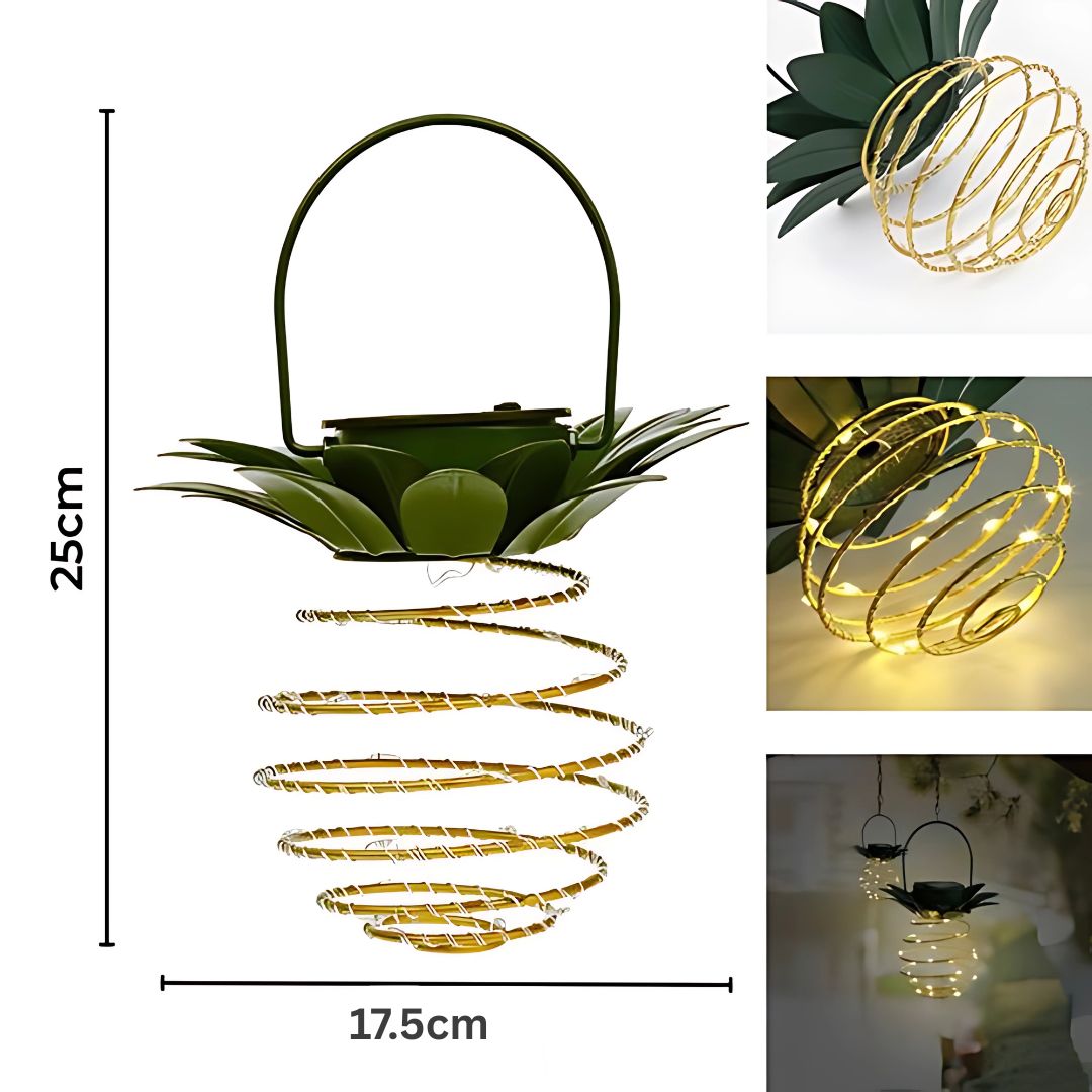 Tropische Ananas-Solar-Gartenleuchte mit warmem LED-Licht – Solarlampe für den Außenbereich