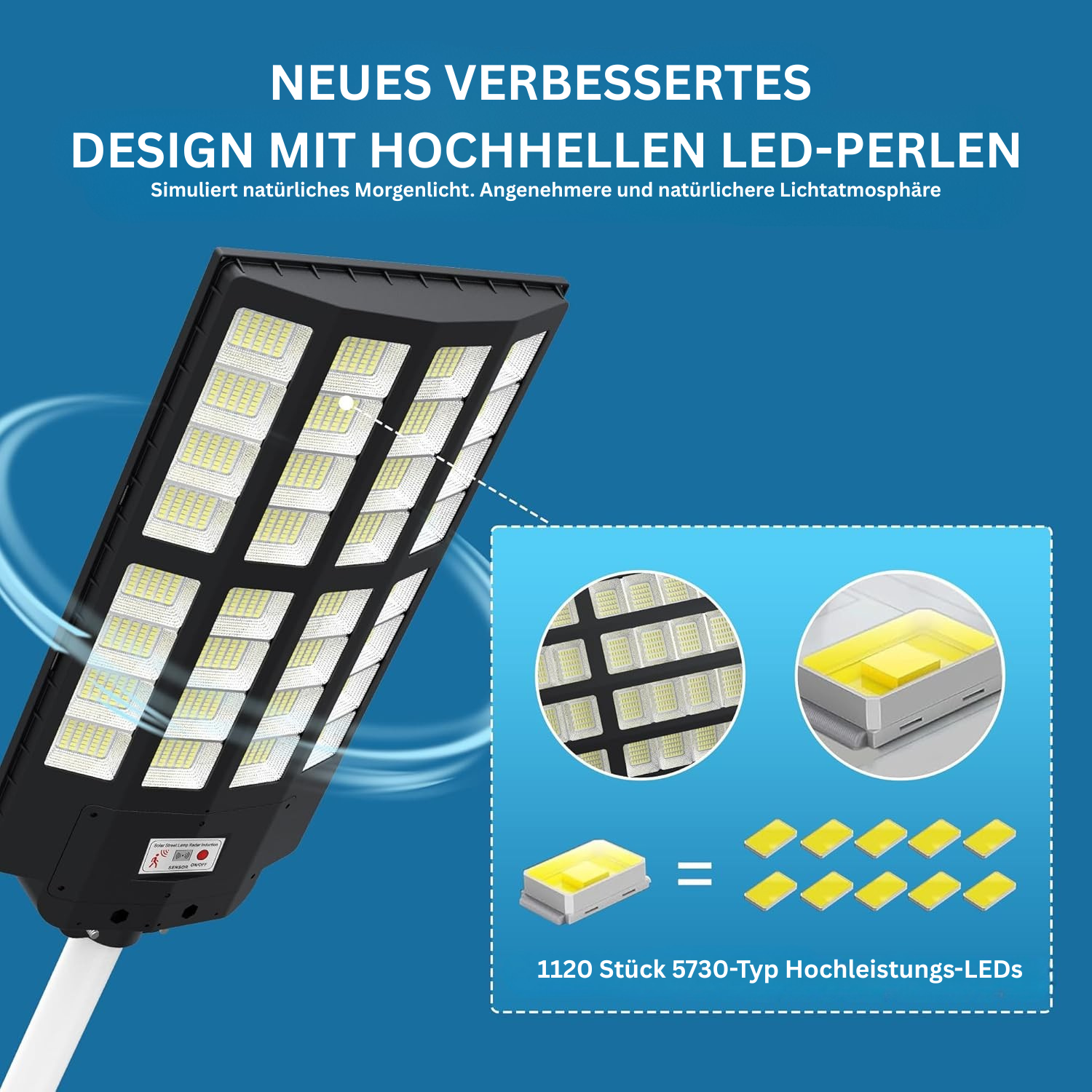 Solar-Straßenlampe mit Bewegungssensor – Wasserdichte LED-Außenleuchte