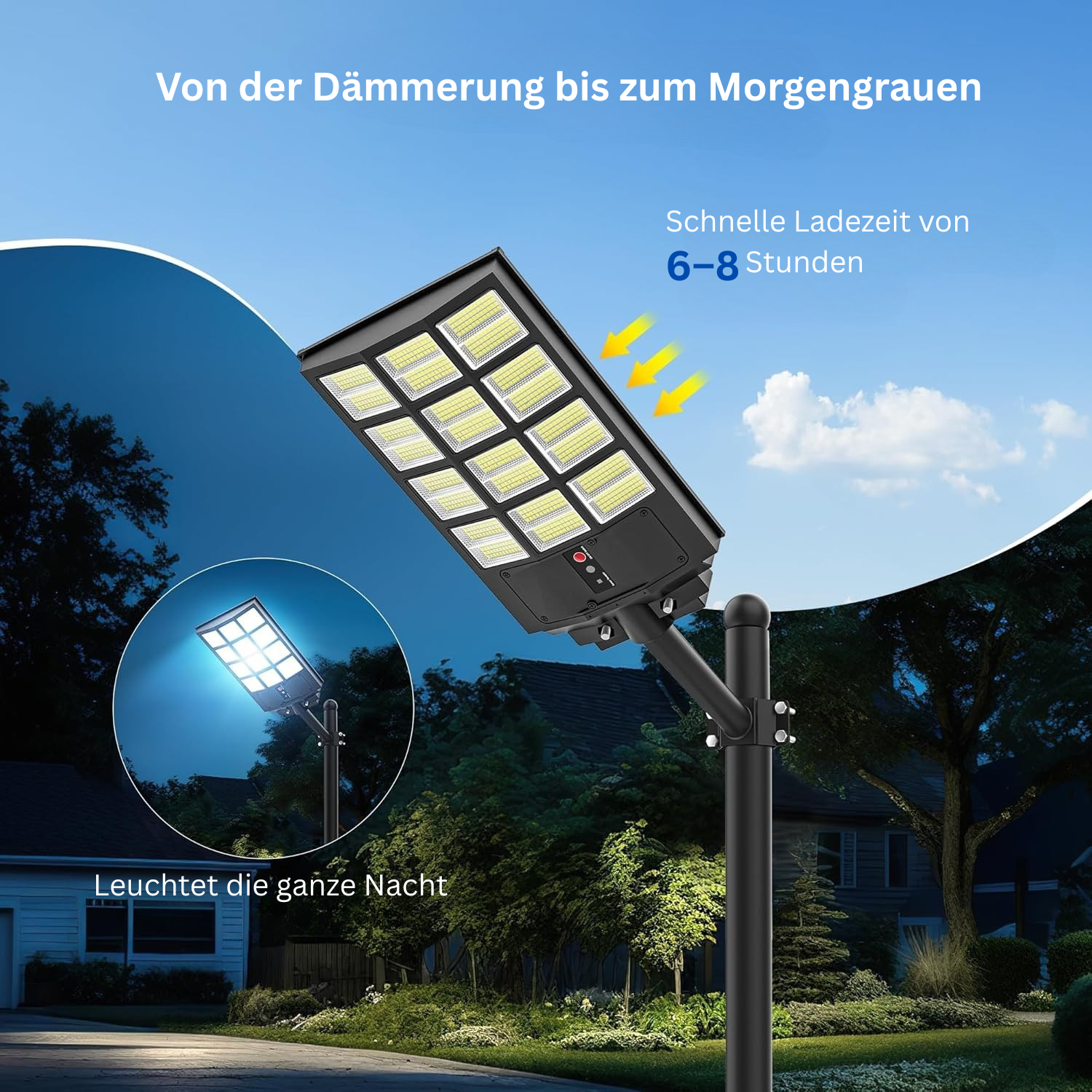 Solar-Straßenlampe mit Bewegungssensor – Wasserdichte LED-Außenleuchte