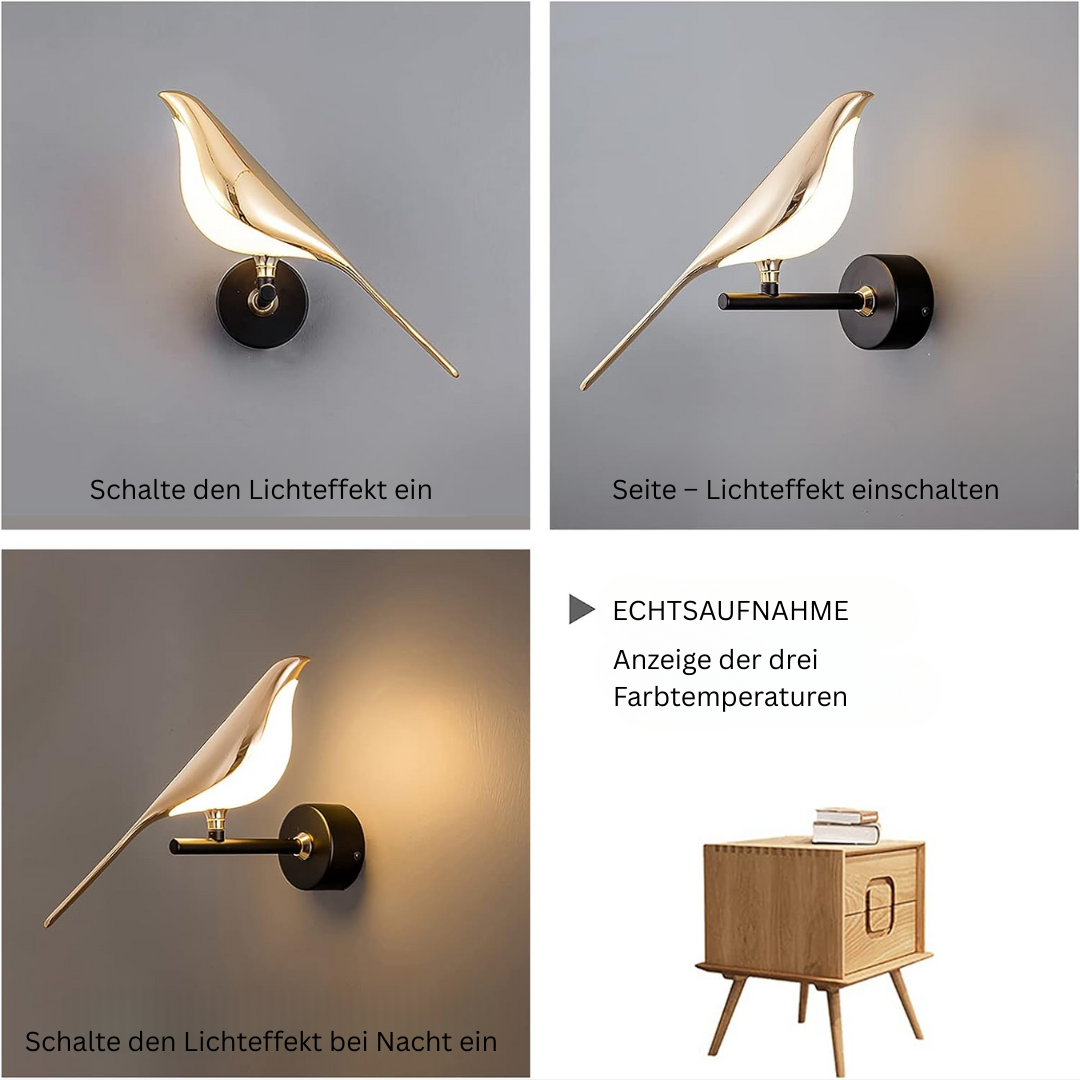 Moderne LED Vogel Wandleuchte Energiesparend Einfache Montage Innenleuchte