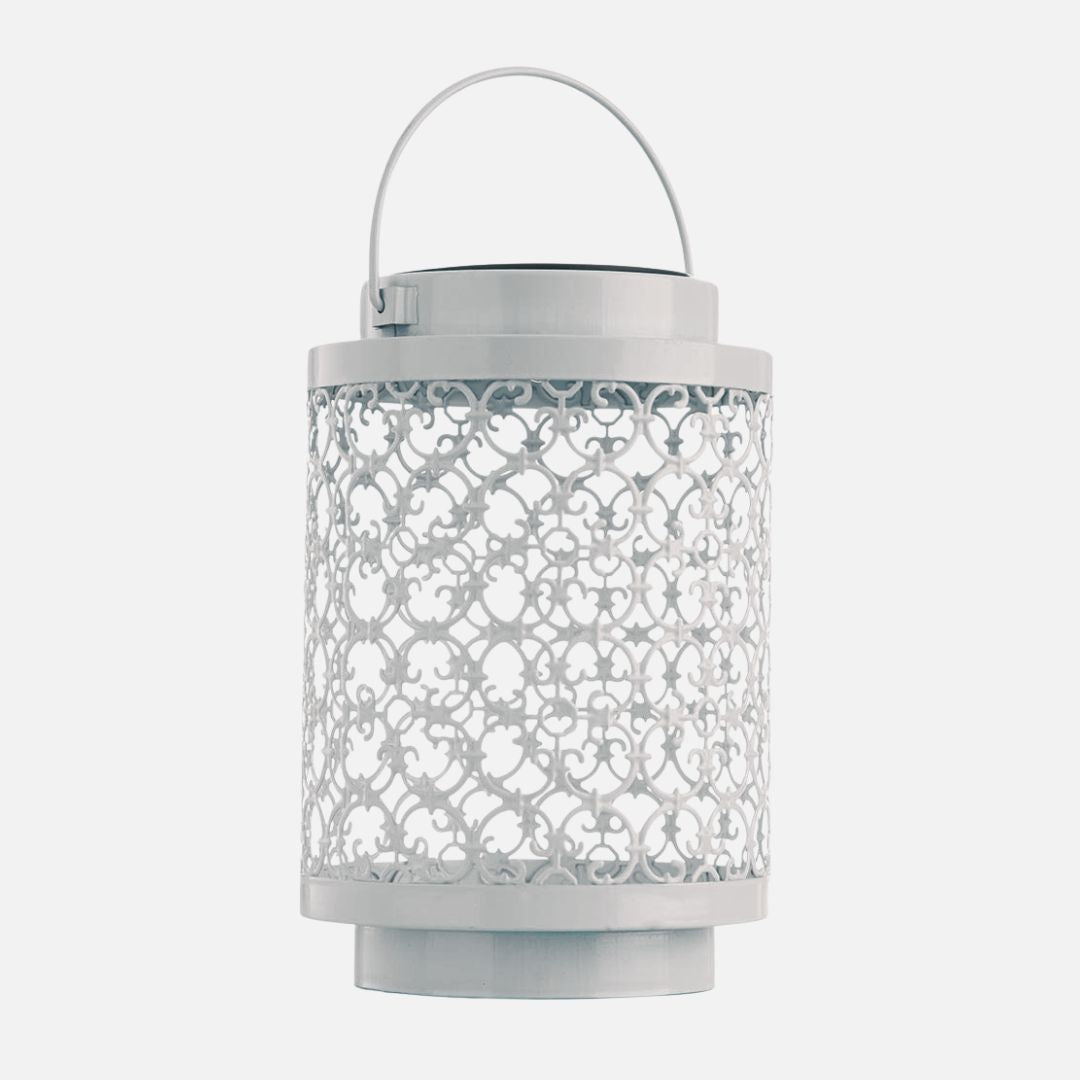 Solarlaterne LED Garten Weiß Metall Orientalisches Design 18cm Außen