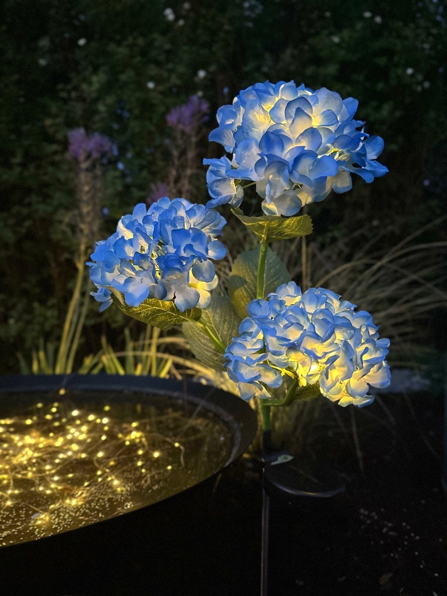 Solar Gartenleuchten Blau – Deko Hortensienleuchte für Garten & Terrasse