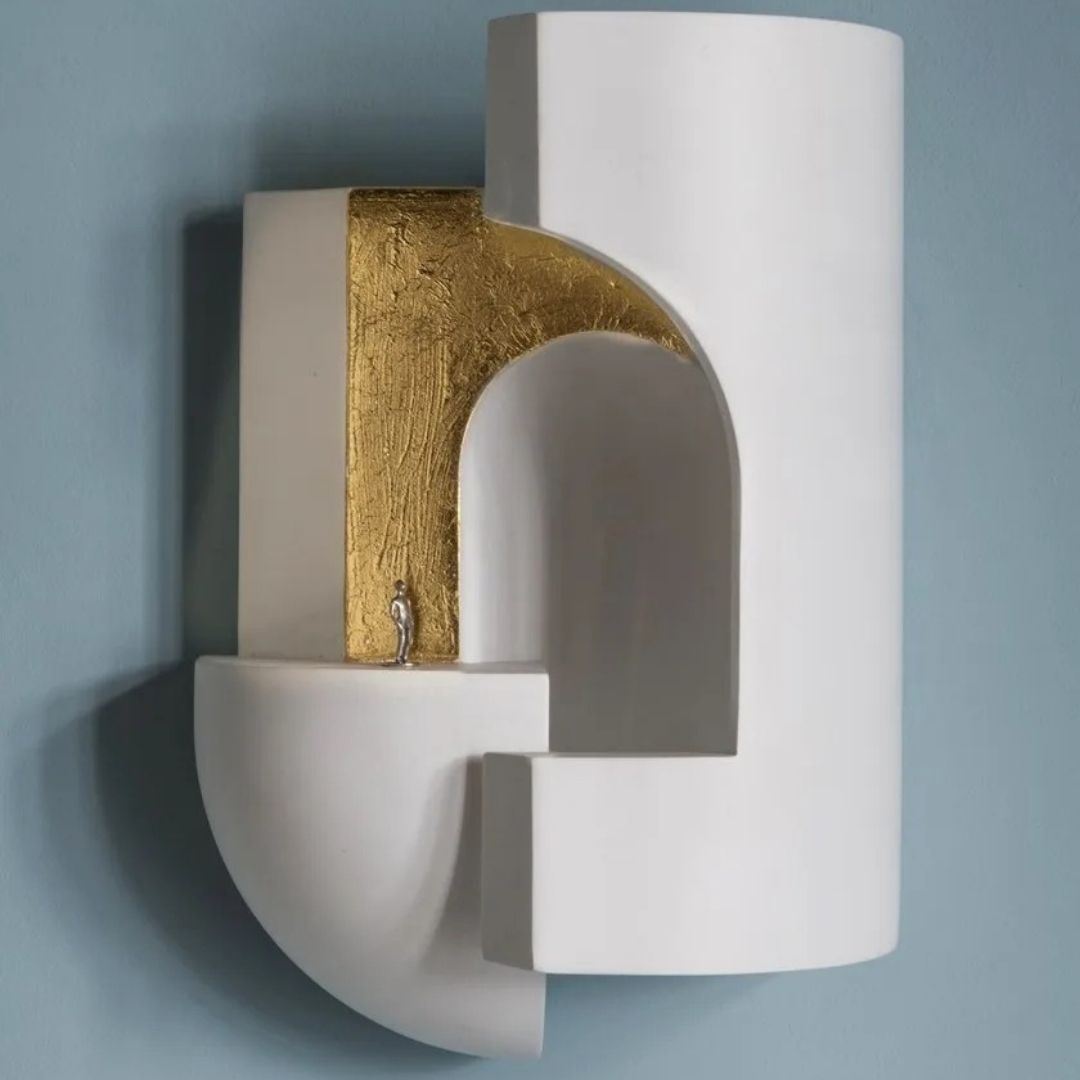 Wandleuchte Weiß Gips LED Innenlampe Gebogene Form