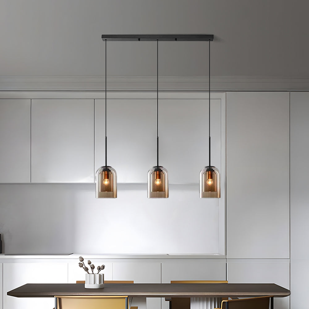 Glas-Pendelleuchte – Modern, Doppelschichtig, Eisen & Glas