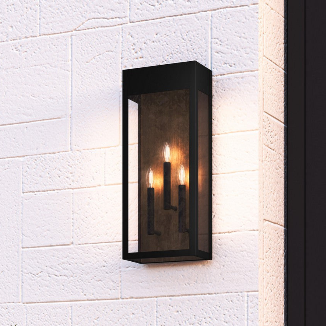 Außenwandleuchte LED mit 3 Lichtern – Mattschwarz, Industrieller Stil