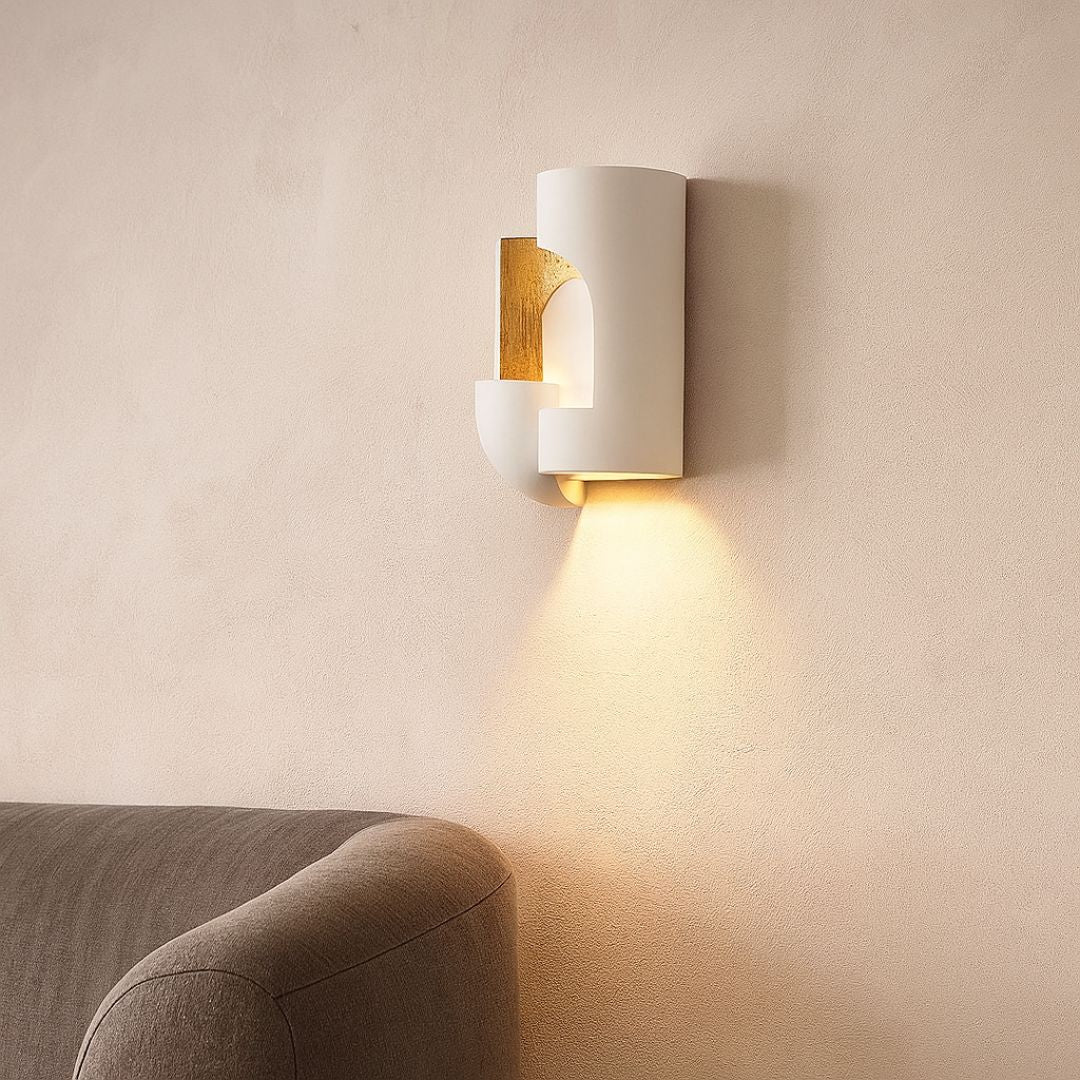 Wandleuchte Weiß Gips LED Innenlampe Gebogene Form