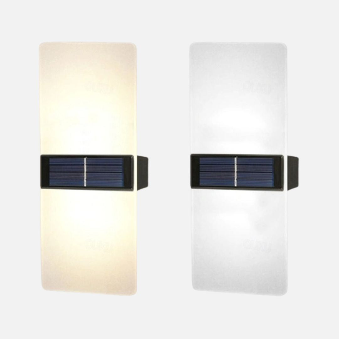2er-Set Solar-Wandleuchten Wasserdicht LED Außen mit Warmweiß-Modus