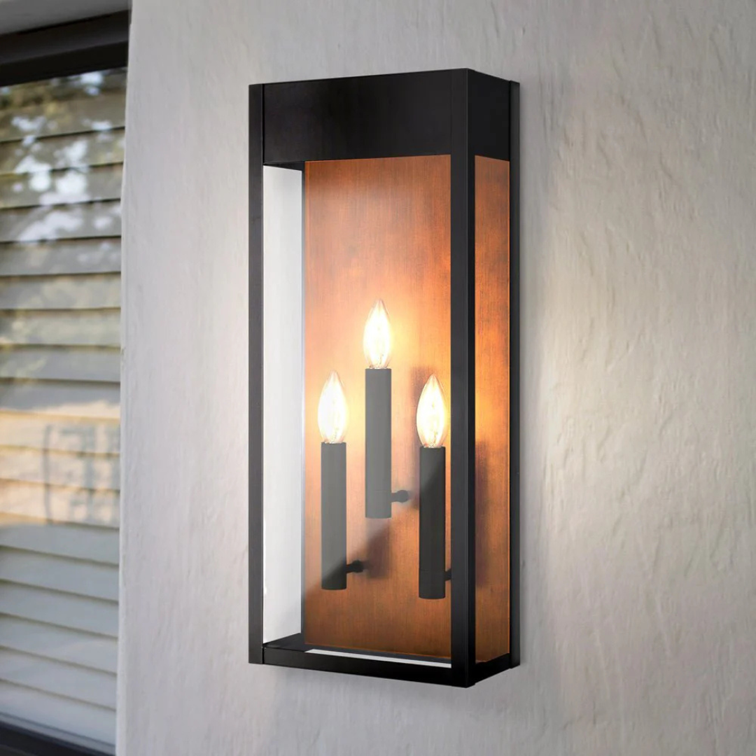 Außenwandleuchte LED mit 3 Lichtern – Mattschwarz, Industrieller Stil