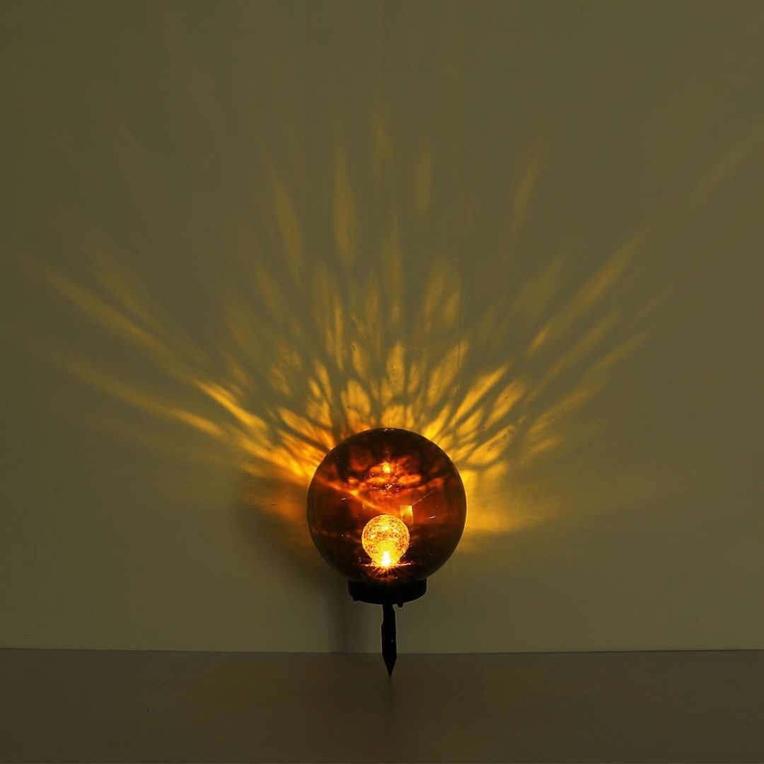 LED Solar Gartenlampe Kugel Crackle Glas Schwarz IP44