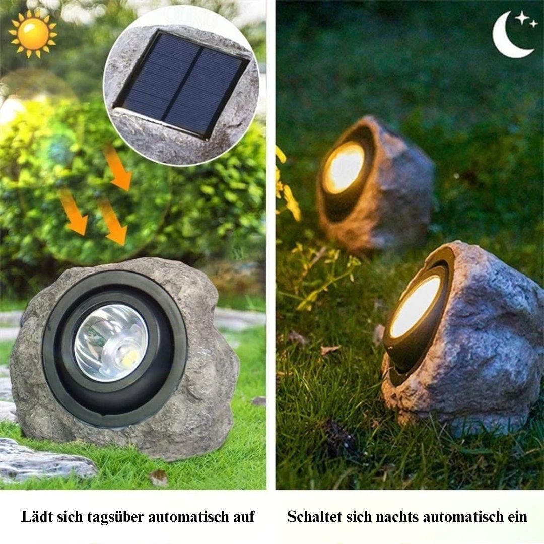 Solar-Felsenleuchte LED Außenstrahler Wasserdicht IP65 – Warmweiß