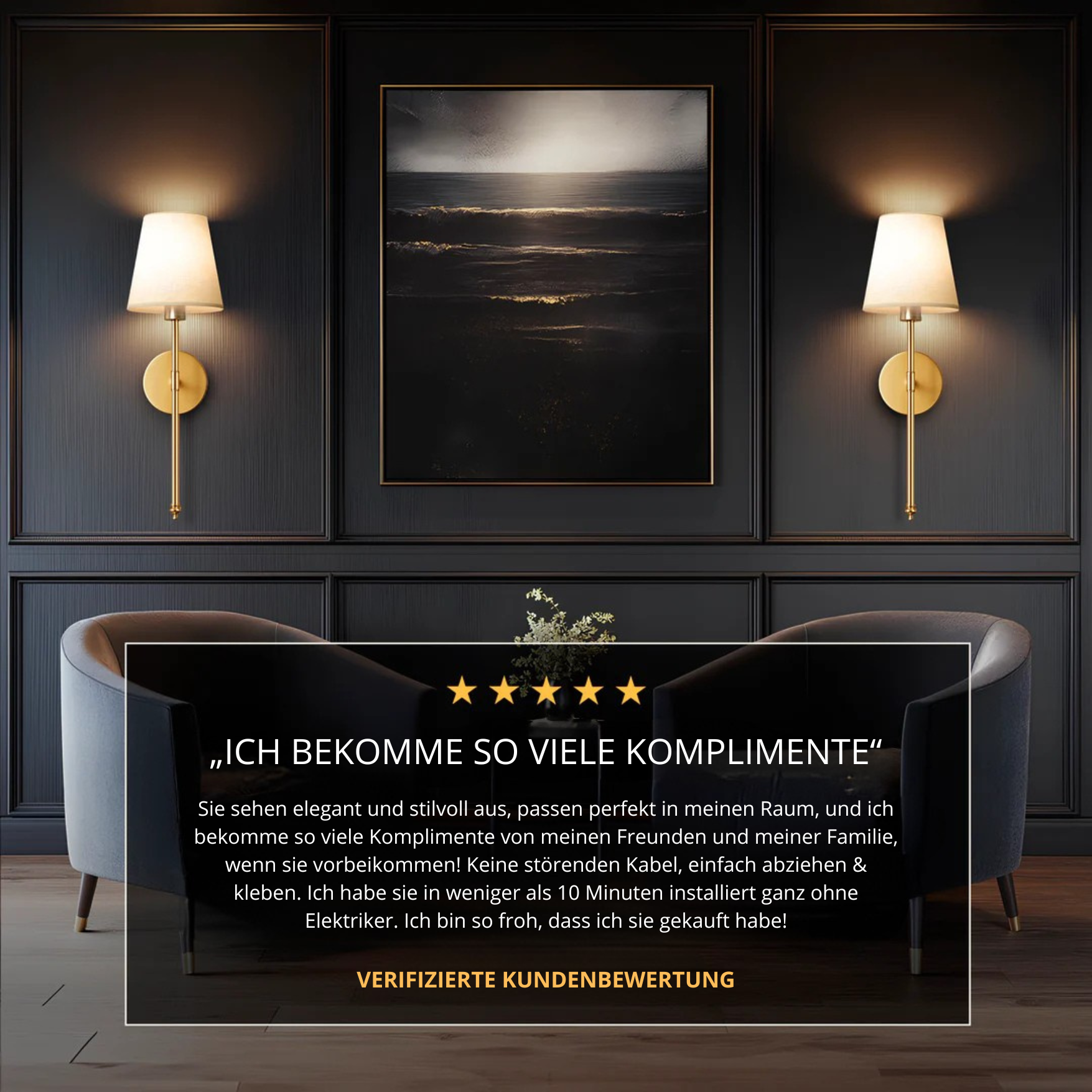 Kabellose LED Wandleuchten – Modern, Dimmbar für Wohnzimmer & Flur