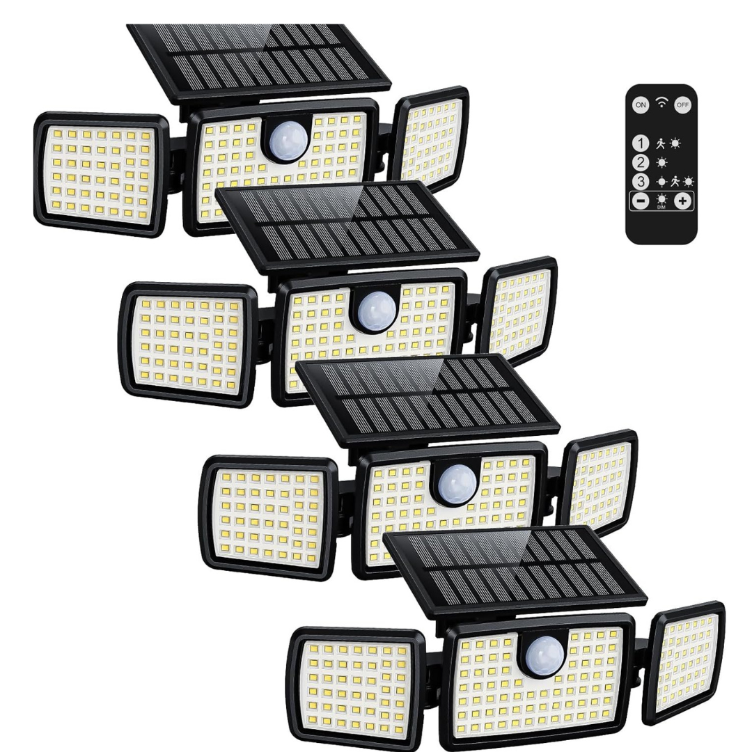 Solar-Deckleuchten außen, 232 LEDs, Bewegungsmelder & Fernbedienung