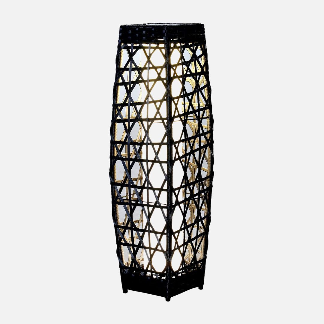 Solarbetriebene Außenlaterne aus Wicker – Wetterfest, 25 Lumen, Grau