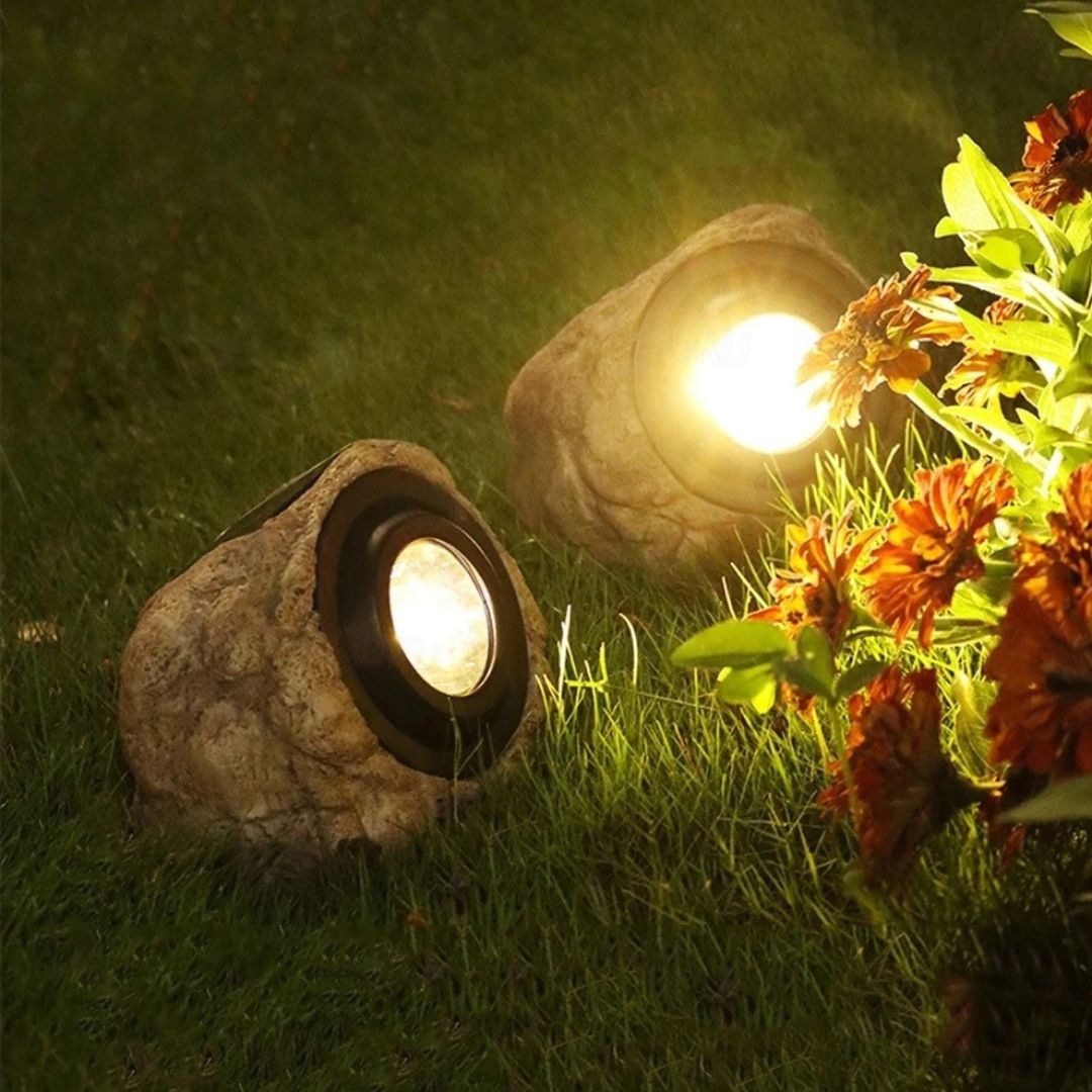 Solar-Felsenleuchte LED Außenstrahler Wasserdicht IP65 – Warmweiß
