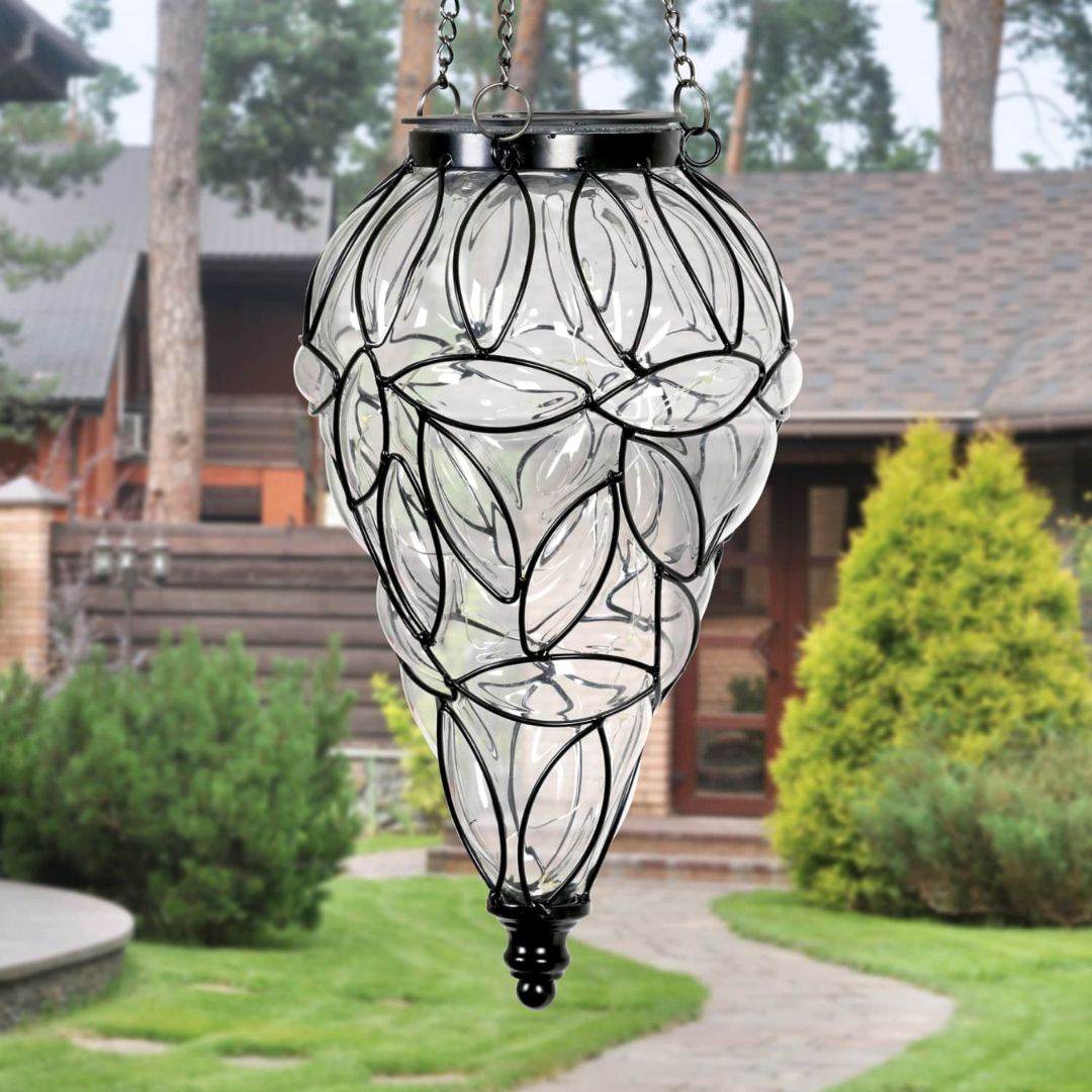 Wetterfeste Solar Laterne Outdoor in Tropfenform mit 15 LED-Lichtern