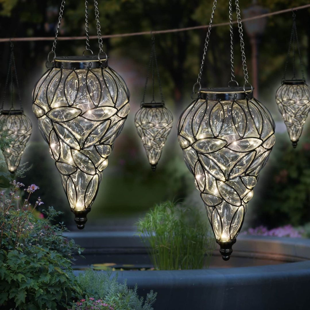 Wetterfeste Solar Laterne Outdoor in Tropfenform mit 15 LED-Lichtern