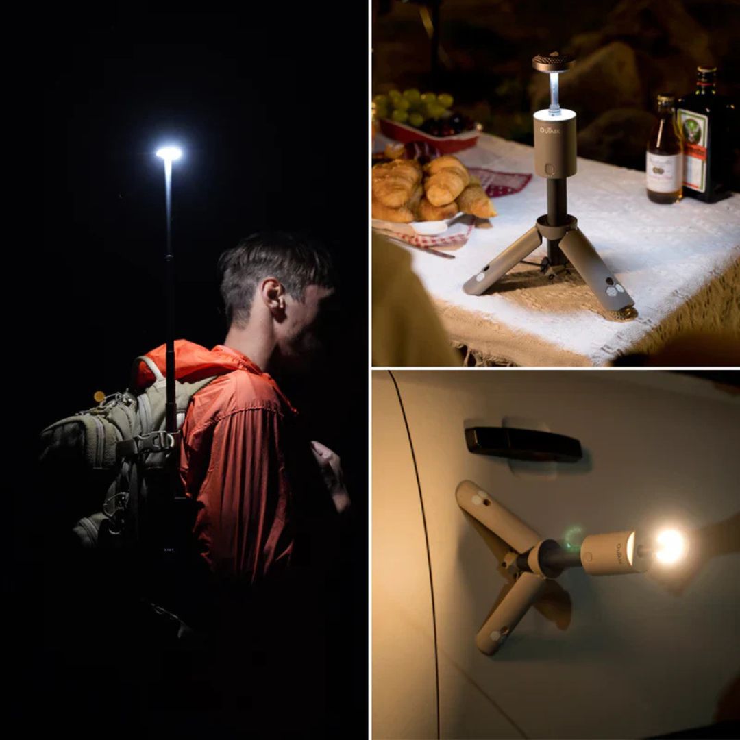 Teleskop-Stativ-Outdoor-Lampe mit Powerbank und wasserdichtem Design