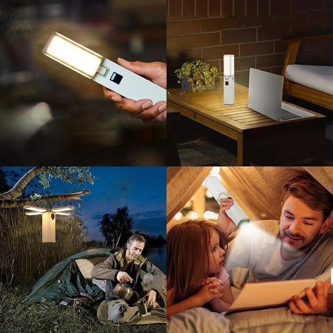 3-in-1 Campinglicht USB Wiederaufladbare Zeltlaterne mit Handy-Ladegerät