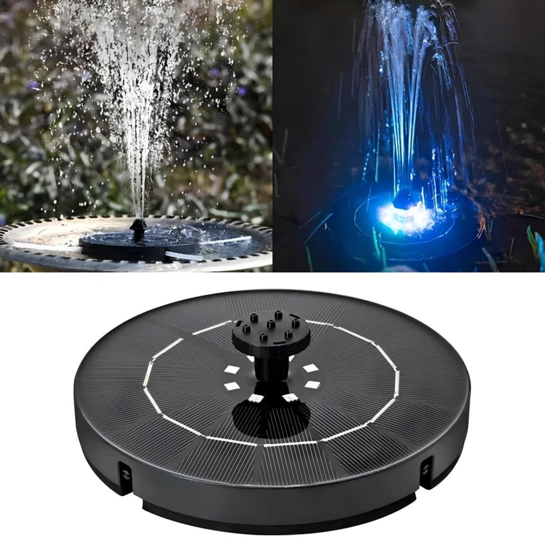 Solarbrunnen Garten mit 7 Sprühmuster und Dämmerungssensor - Solarspringbrunnen