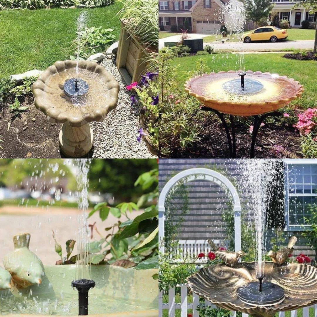 Solarbrunnen Garten mit 7 Sprühmuster und Dämmerungssensor - Solarspringbrunnen