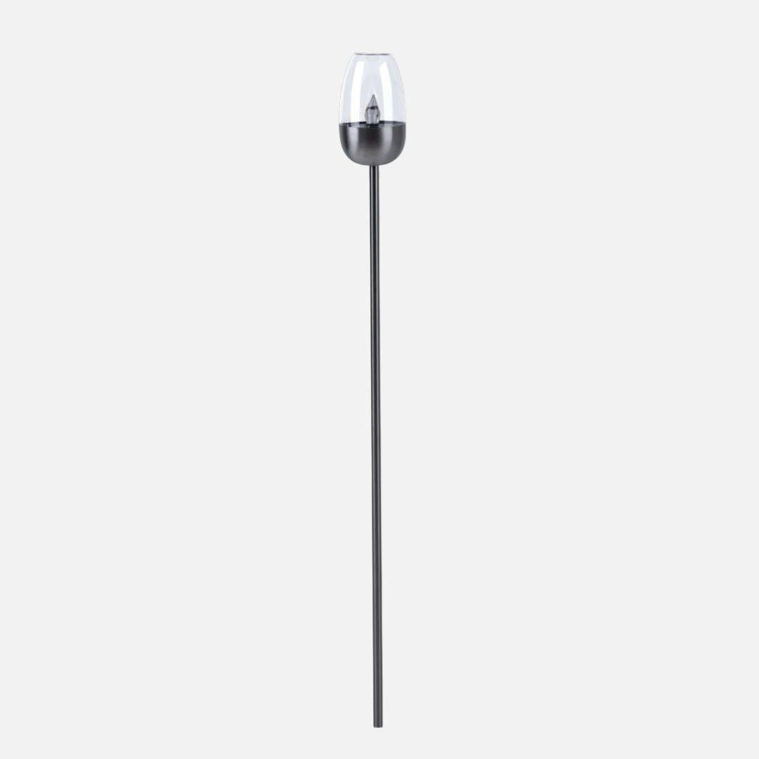 Solar LED Gartenleuchten Set Flammeneffekt Silber Erdspieß