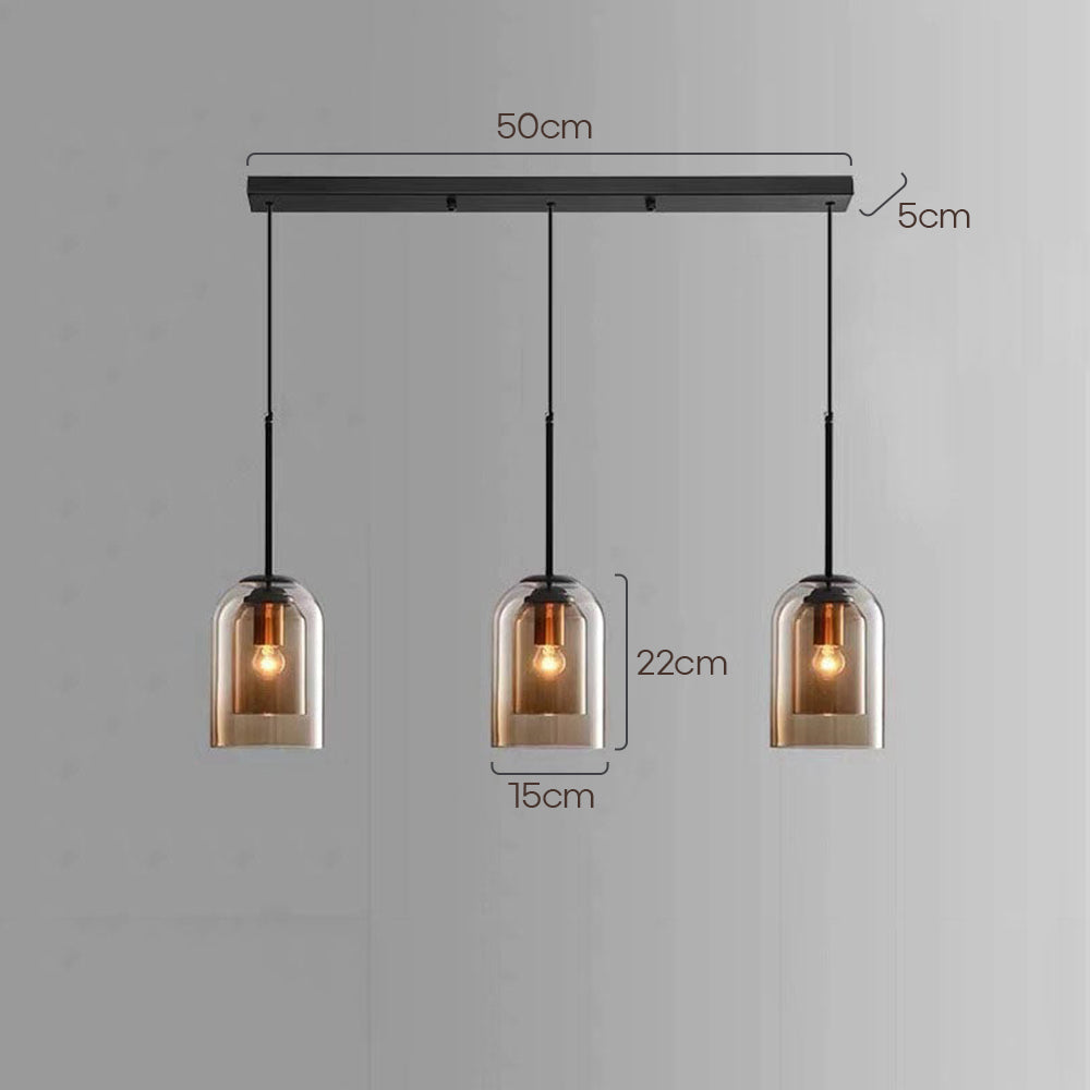 Glas-Pendelleuchte – Modern, Doppelschichtig, Eisen & Glas