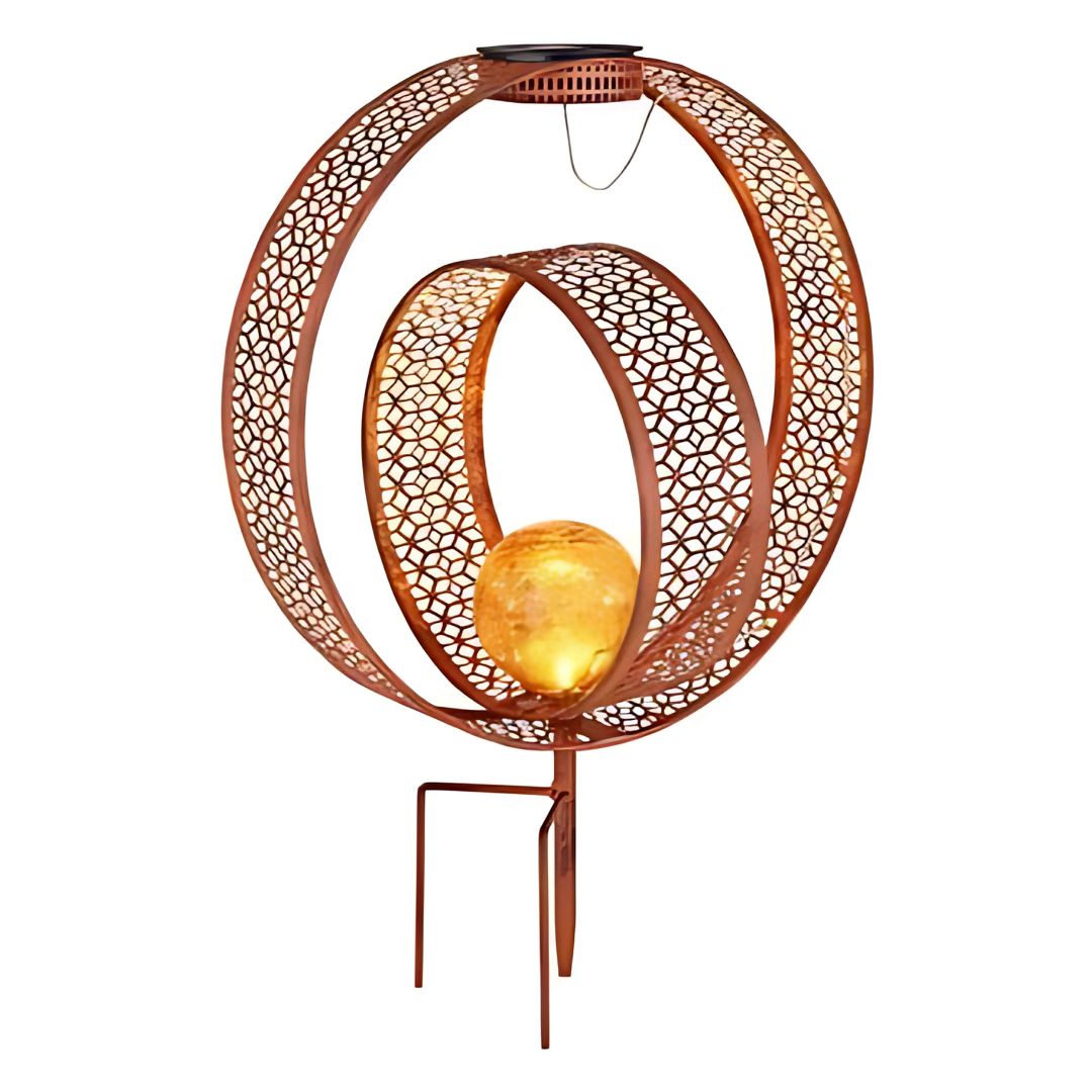 Solar-Gartenleuchte Rost Metall Crackle-Glas LED Außenbereich