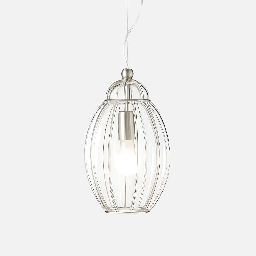 Moderne Pendelleuchte mit Klarglas und Verchromtem Finish für Esszimmer