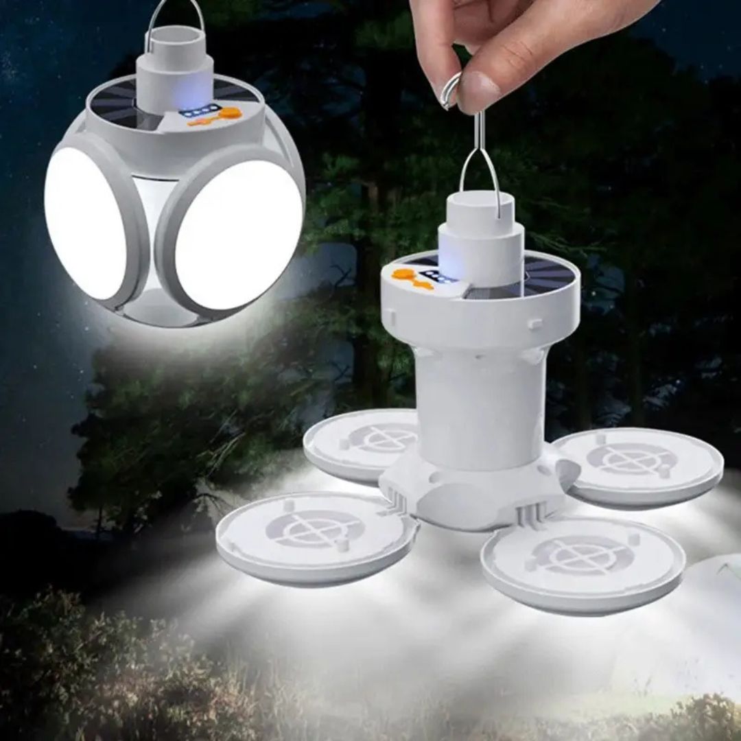 LED Campinglampe Faltbar – Solar, USB, Wasserdicht