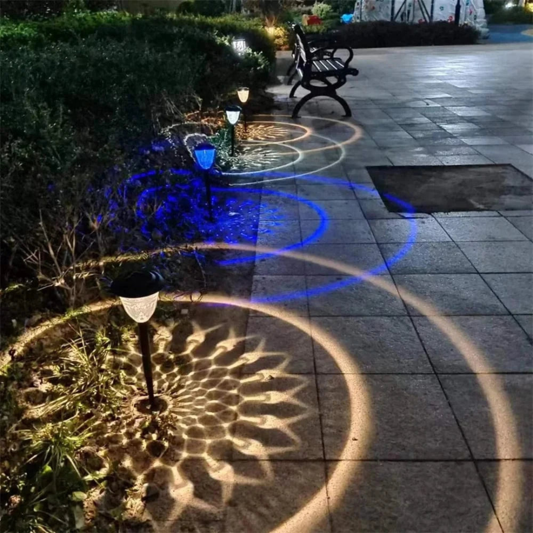 Solar Gartenleuchte mit Mandala Schattenprojektion – IP65 Wasserdicht, LED